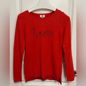 NWT Old Navy Red Amour Sweater, Size Small